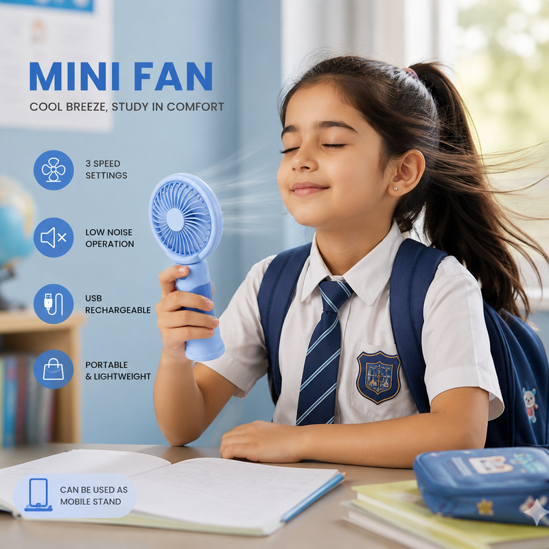Mini Handheld Fan with Mobile Stand
