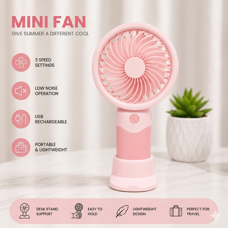 Mini Handheld Fan with Mobile Stand